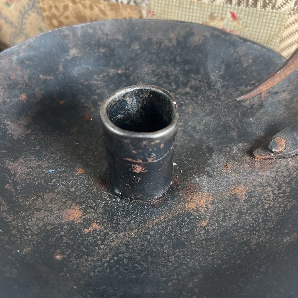 VTG Hand Forged Iron Candlestick Handheld Hand Made Rustic Farmhouse Primitive